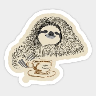 Funny Sloth likes Coffee break, Lazy Sloth Lover Sticker